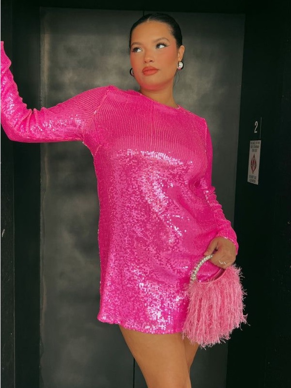 NWT Show Me Your Mumu Maddison Mini Dress in Bright Pink Sequins size XS - Picture 7 of 13